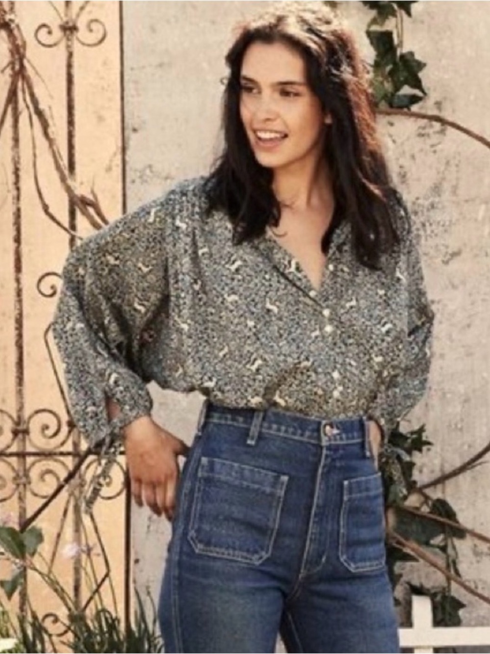 Doen prancing fawn o’keefe blouse medium blue
